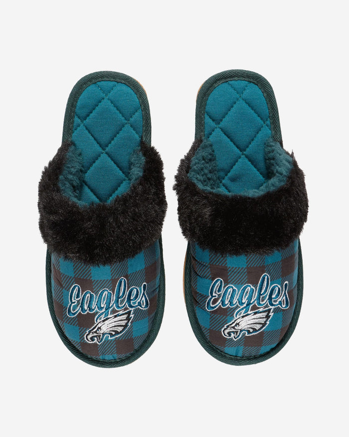 Philadelphia Eagles Womens Plaid Sherpa Mule Slipper FOCO - FOCO.com