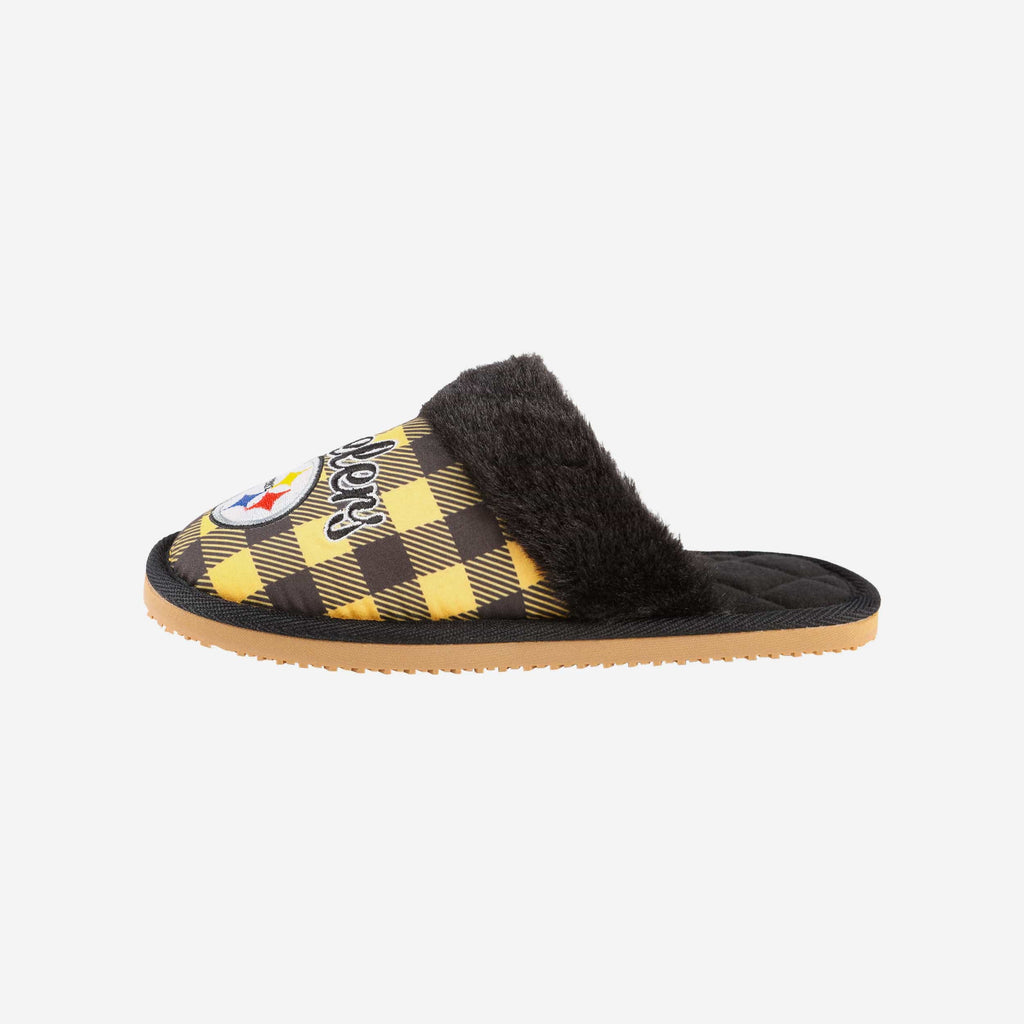 Pittsburgh Steelers Womens Plaid Sherpa Mule Slipper FOCO S - FOCO.com