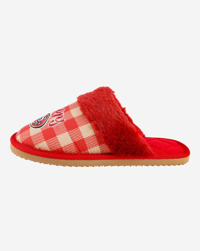 San Francisco 49ers Womens Plaid Sherpa Mule Slipper FOCO S - FOCO.com