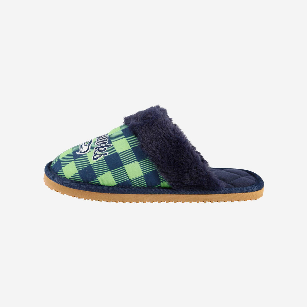 Seattle Seahawks Womens Plaid Sherpa Mule Slipper FOCO S - FOCO.com