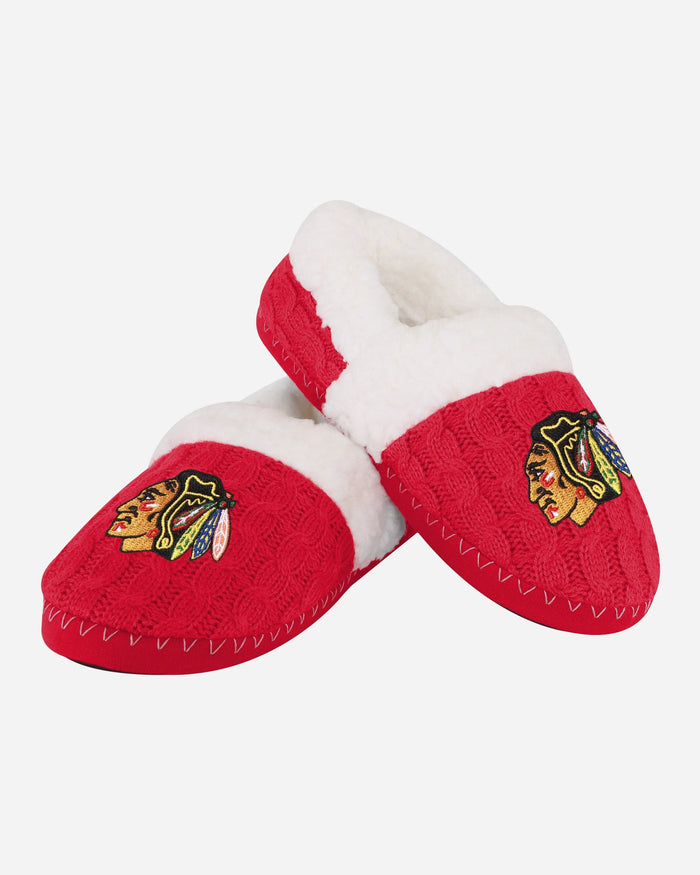 Chicago Blackhawks Womens Team Color Moccasin Slipper FOCO - FOCO.com