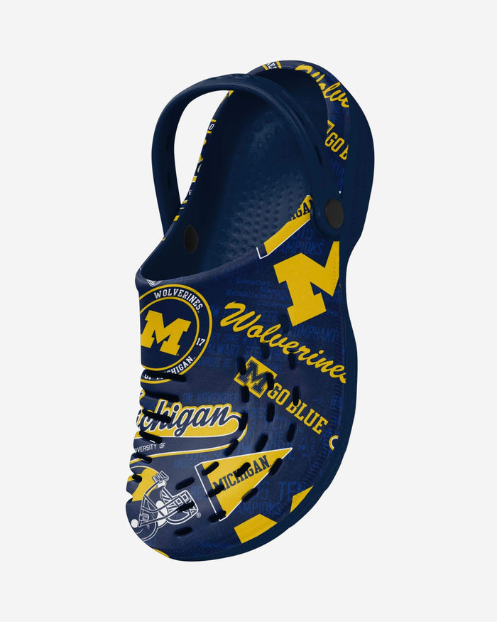 Michigan Wolverines Historic Print Clog With Strap FOCO - FOCO.com