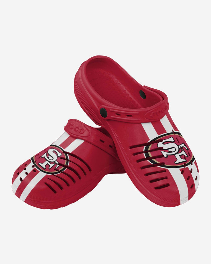 San Francisco 49ers Team Stripe Clog With Strap FOCO - FOCO.com