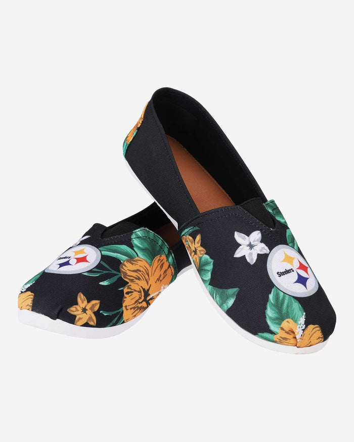 Pittsburgh Steelers Womens Floral Canvas Shoe FOCO - FOCO.com