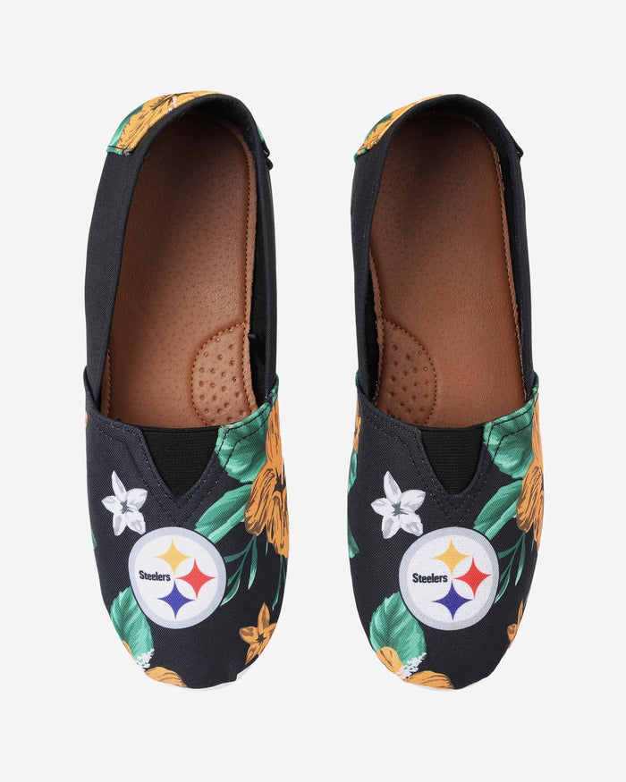 Pittsburgh Steelers Womens Floral Canvas Shoe FOCO - FOCO.com