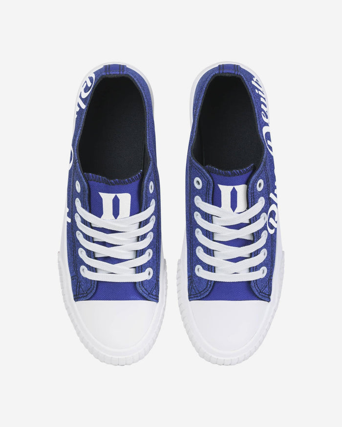 Duke Blue Devils Womens Color Glitter Low Top Canvas Shoes FOCO S - FOCO.com