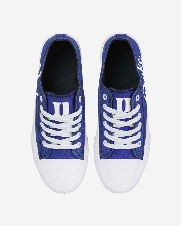 Duke Blue Devils Womens Color Glitter Low Top Canvas Shoes FOCO - FOCO.com