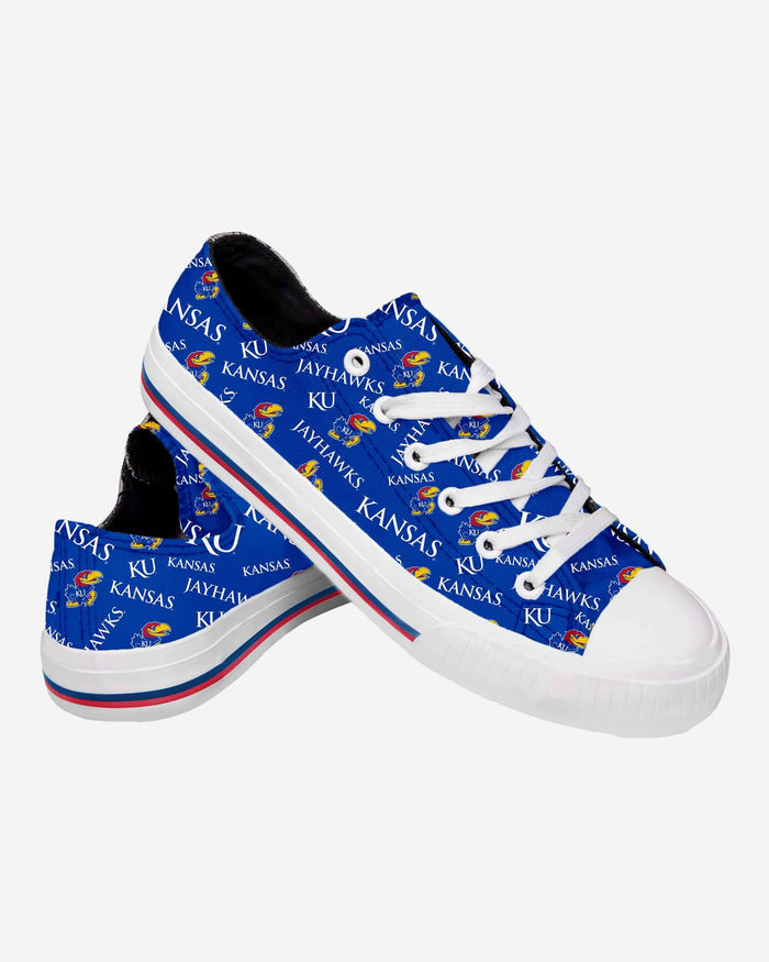 Kansas Jayhawks Womens Low Top Repeat Print Canvas Shoe FOCO - FOCO.com