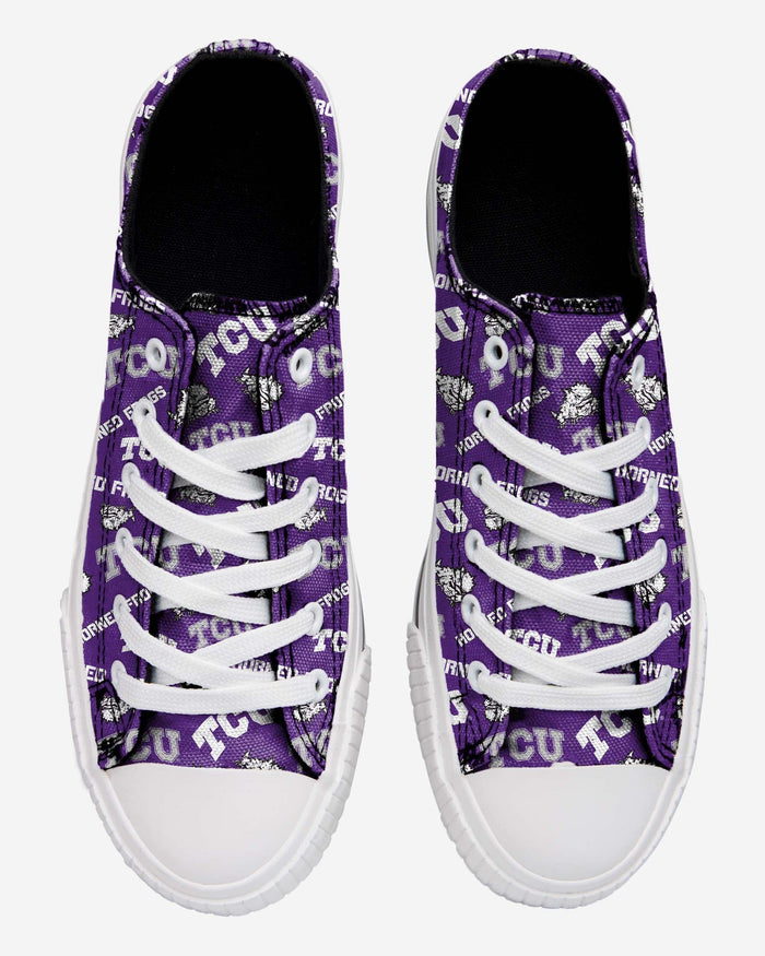 TCU Womens Low Top Repeat Print Canvas Shoe FOCO - FOCO.com