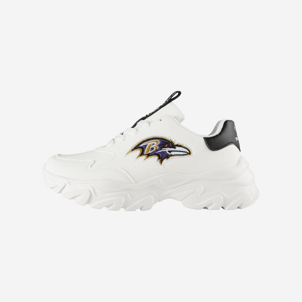 Baltimore Ravens Womens Glitter Big Logo Vintage White Chunky Sneaker FOCO 6 - FOCO.com