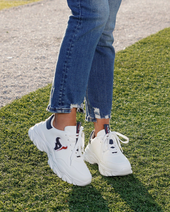 Houston Texans Womens Glitter Big Logo Vintage White Chunky Sneaker FOCO - FOCO.com