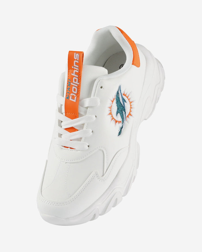 Miami Dolphins Womens Glitter Big Logo Vintage White Chunky Sneaker FOCO - FOCO.com