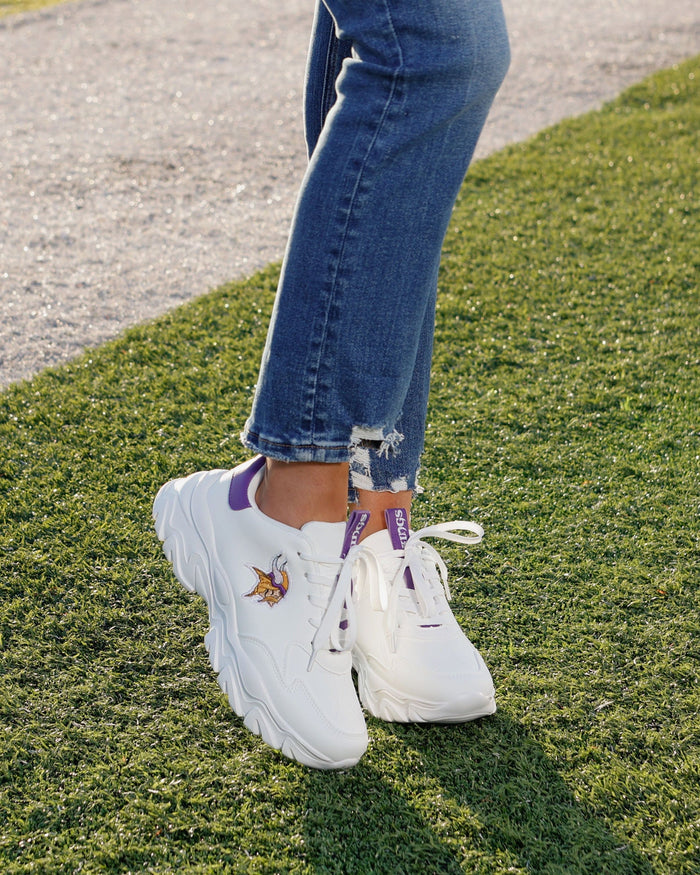 Minnesota Vikings Womens Glitter Big Logo Vintage White Chunky Sneaker FOCO - FOCO.com