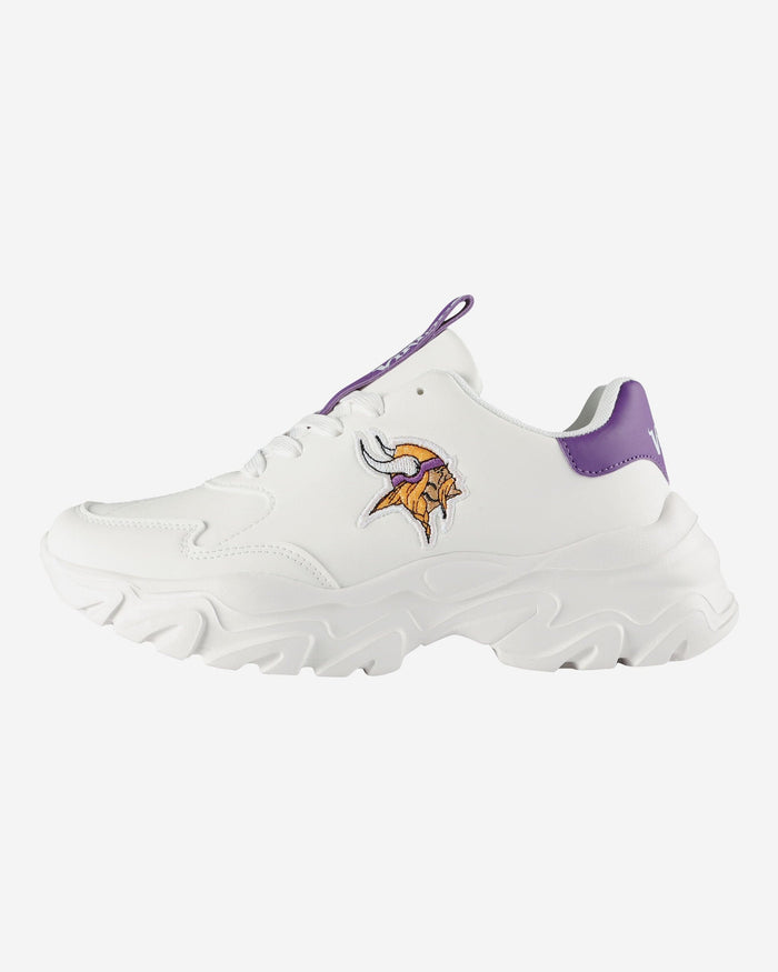 Minnesota Vikings Womens Glitter Big Logo Vintage White Chunky Sneaker FOCO 6 - FOCO.com