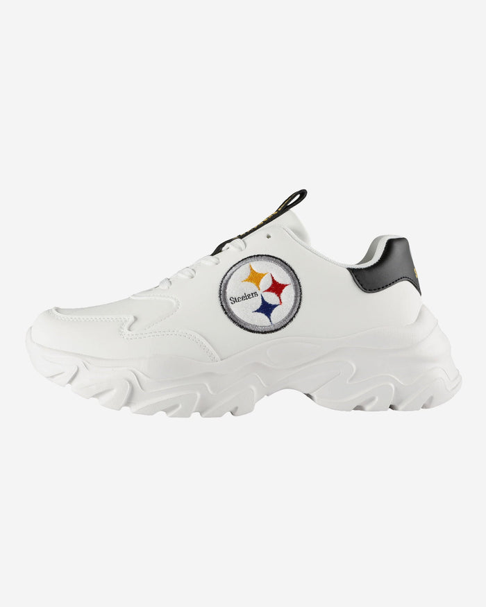 Pittsburgh Steelers Womens Glitter Big Logo Vintage White Chunky Sneaker FOCO 6 - FOCO.com