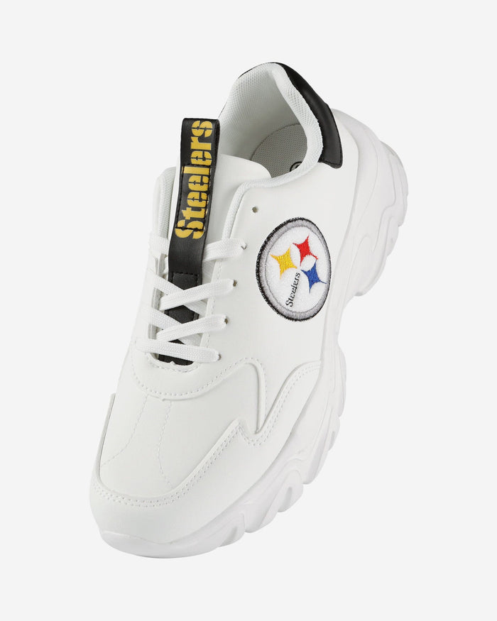 Pittsburgh Steelers Womens Glitter Big Logo Vintage White Chunky Sneaker FOCO - FOCO.com