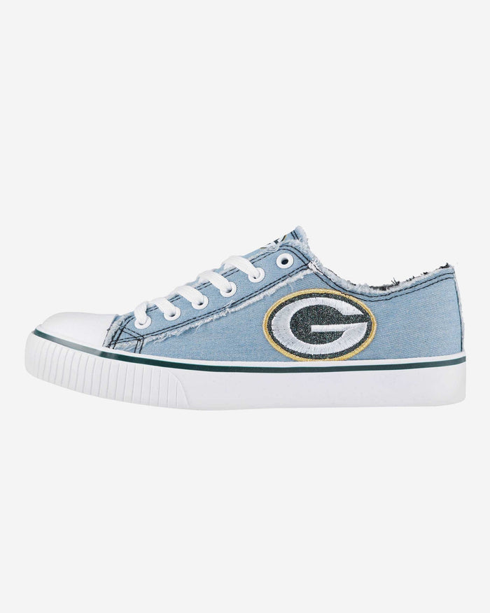 Green Bay Packers Womens Denim Low Top Canvas Shoe FOCO 6 - FOCO.com