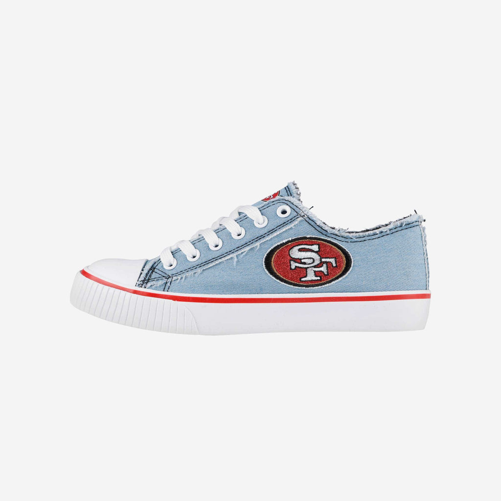 San Francisco 49ers Womens Denim Low Top Canvas Shoe FOCO 6 - FOCO.com