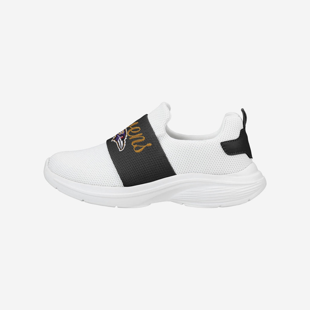 Baltimore Ravens Womens Script Wordmark White Slip On Sneakers FOCO 6 - FOCO.com