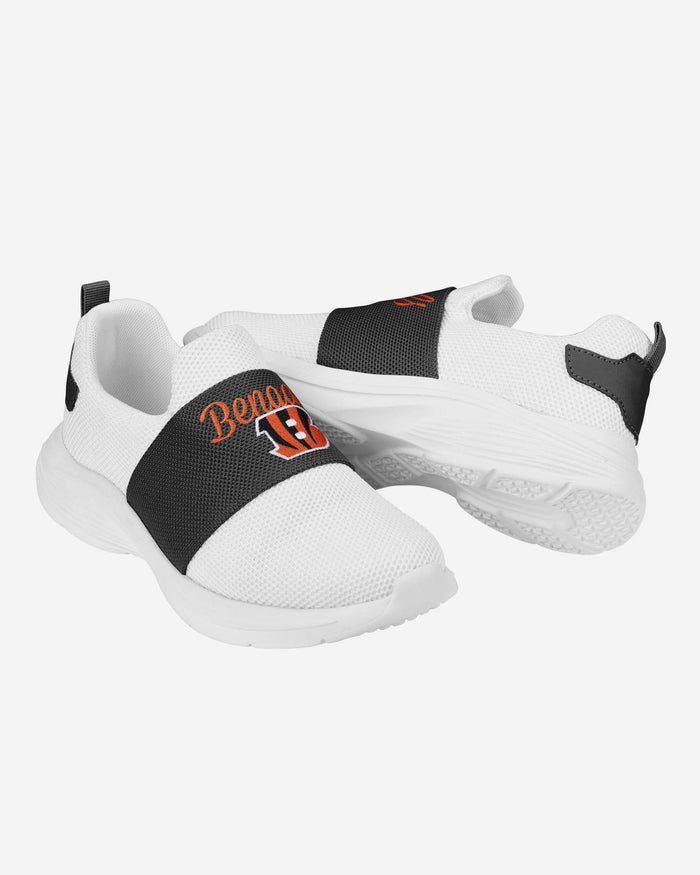 Cincinnati Bengals Womens Script Wordmark White Slip On Sneakers FOCO - FOCO.com