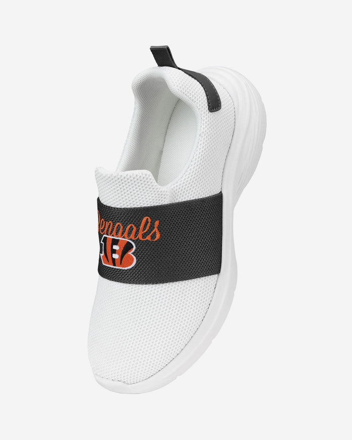 Cincinnati Bengals Womens Script Wordmark White Slip On Sneakers FOCO - FOCO.com