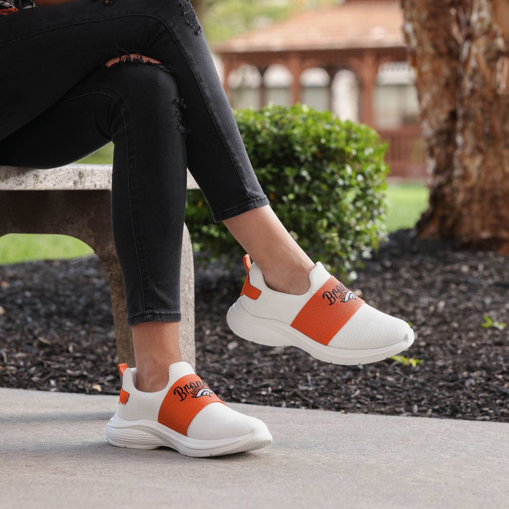 Denver Broncos Womens Script Wordmark White Slip On Sneakers FOCO