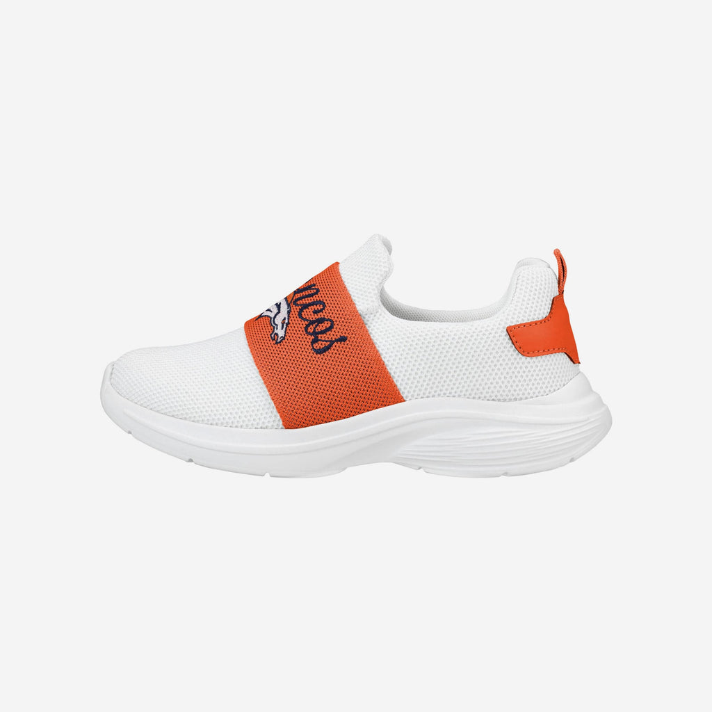 Denver Broncos Womens Script Wordmark White Slip On Sneakers FOCO 6 - FOCO.com