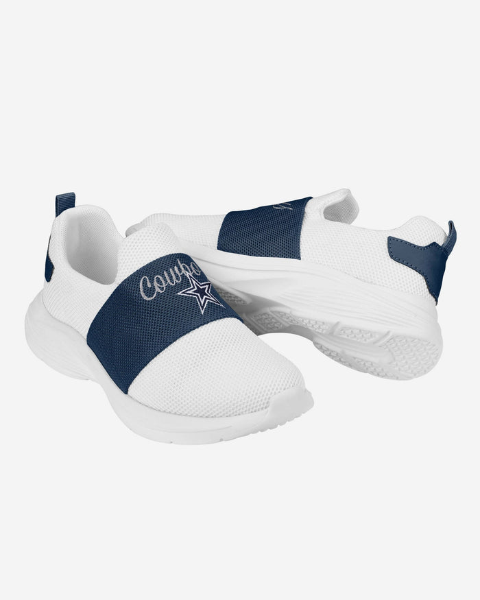 Dallas Cowboys Womens Script Wordmark White Slip On Sneakers FOCO - FOCO.com