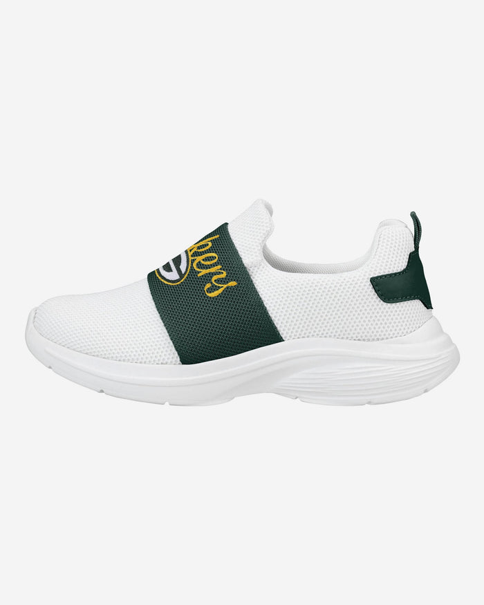 Green Bay Packers Womens Script Wordmark White Slip On Sneakers FOCO 6 - FOCO.com