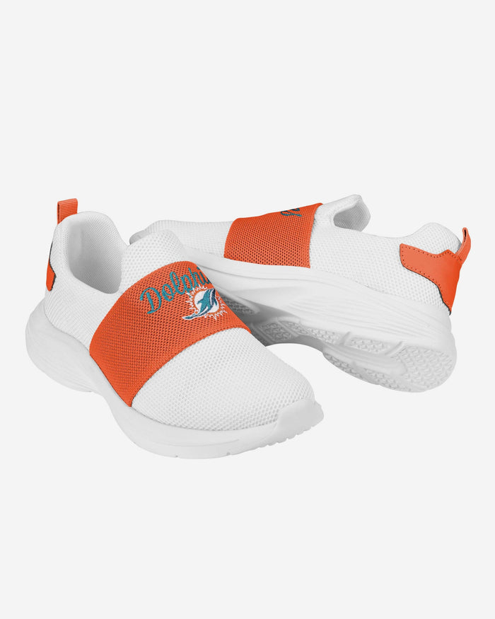 Miami Dolphins Womens Script Wordmark White Slip On Sneakers FOCO - FOCO.com