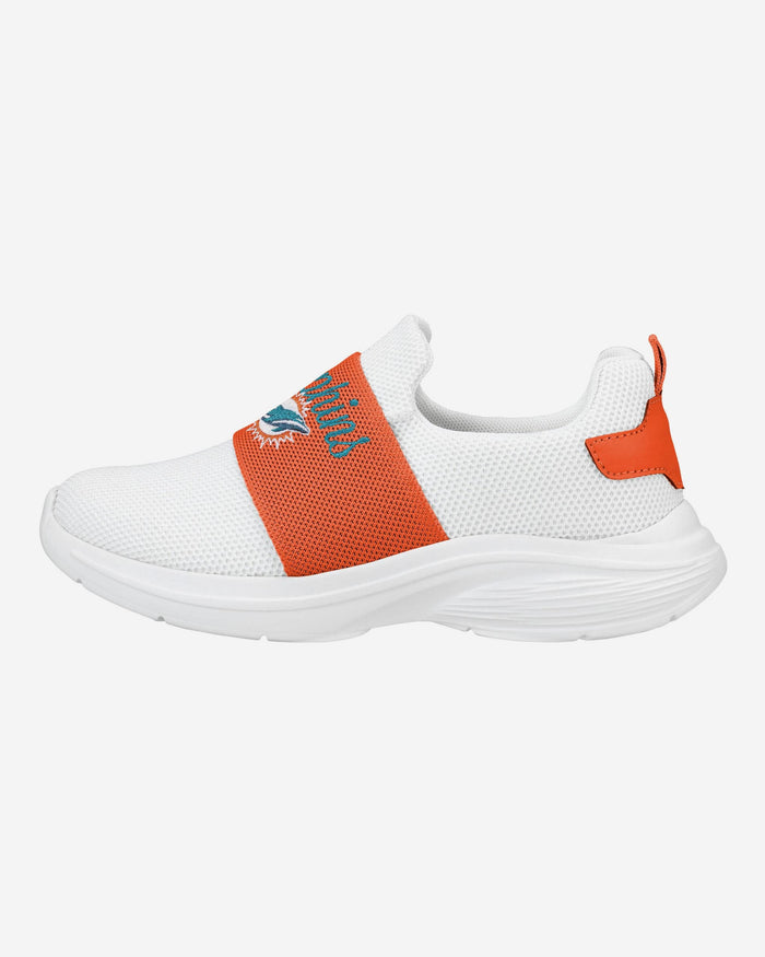 Miami Dolphins Womens Script Wordmark White Slip On Sneakers FOCO 6 - FOCO.com