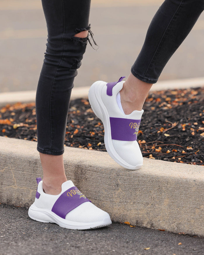 Minnesota Vikings Womens Script Wordmark White Slip On Sneakers FOCO - FOCO.com