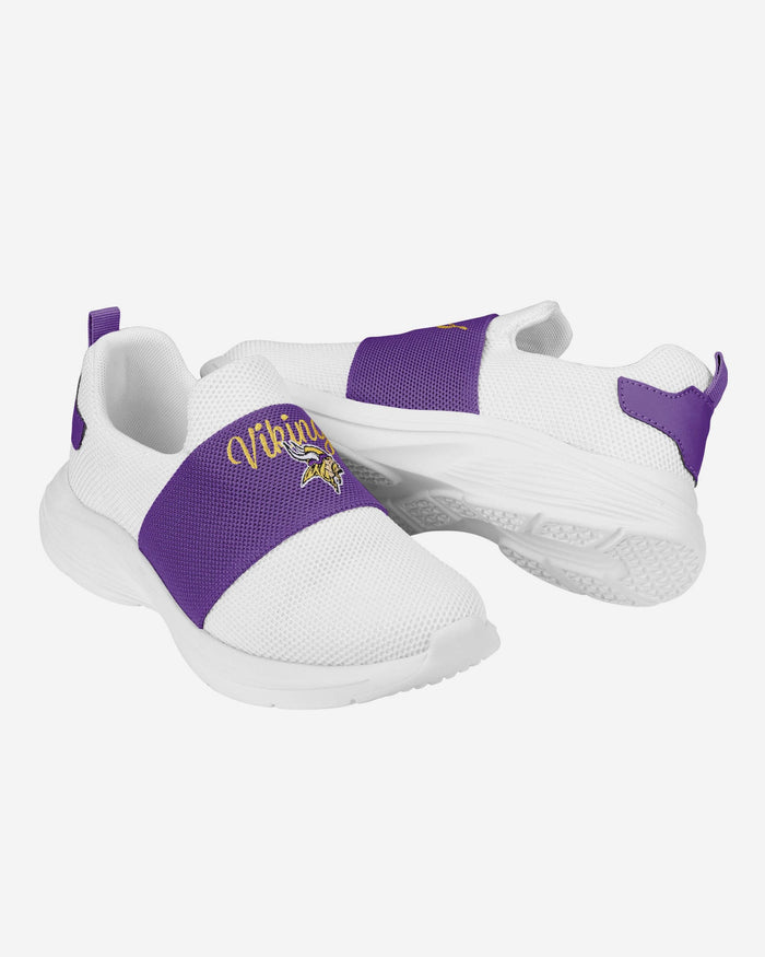 Minnesota Vikings Womens Script Wordmark White Slip On Sneakers FOCO - FOCO.com