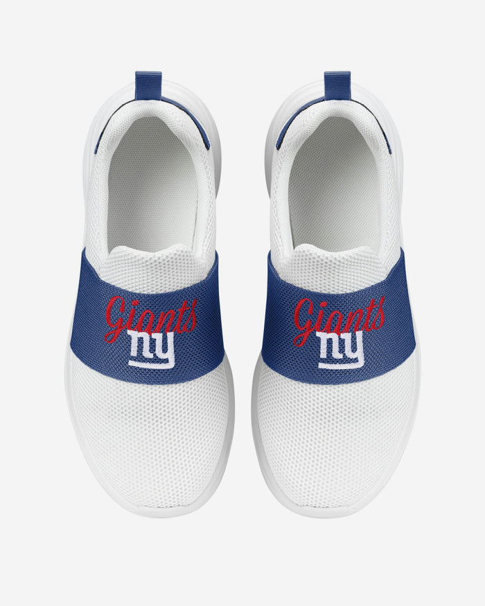 New York Giants Womens Script Wordmark White Slip On Sneakers FOCO - FOCO.com