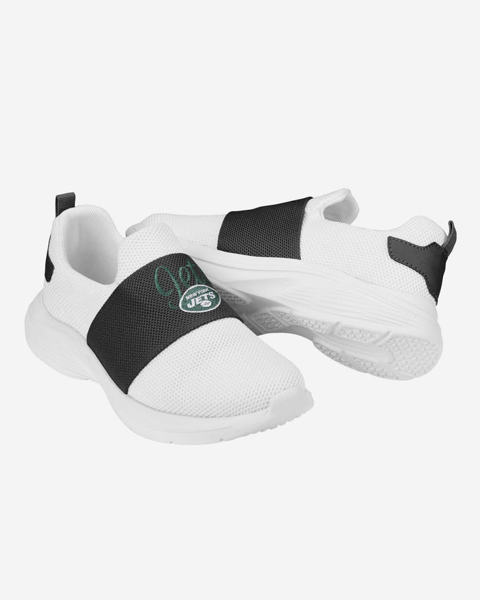 New York Jets Womens Script Wordmark White Slip On Sneakers FOCO - FOCO.com