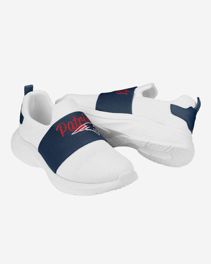 New England Patriots Womens Script Wordmark White Slip On Sneakers FOCO - FOCO.com