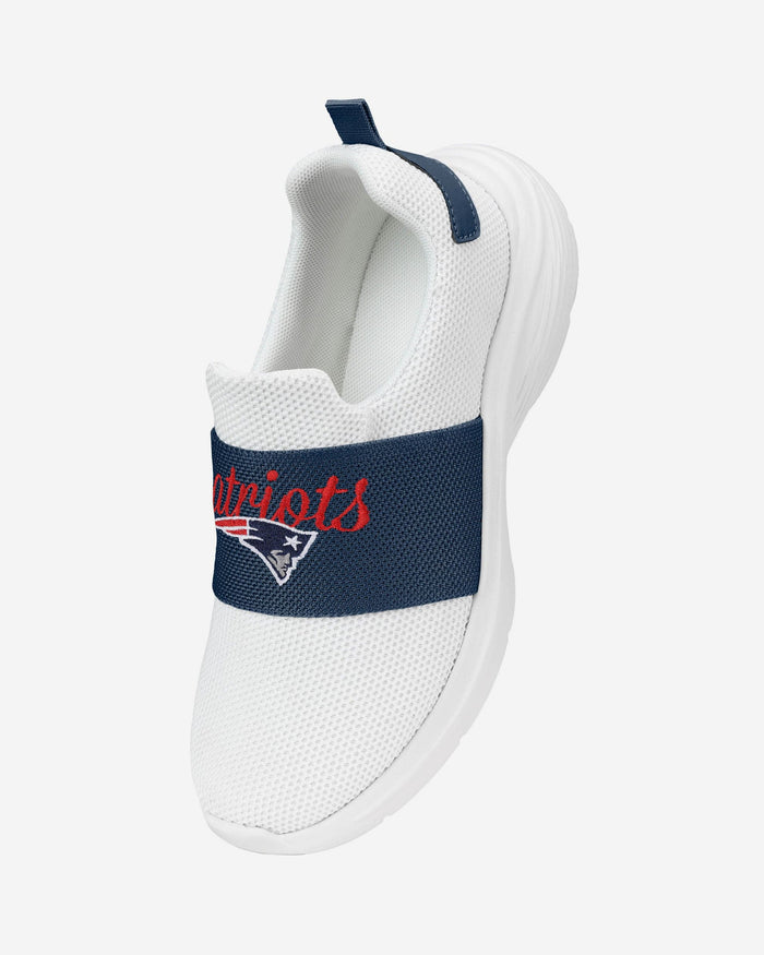 New England Patriots Womens Script Wordmark White Slip On Sneakers FOCO - FOCO.com