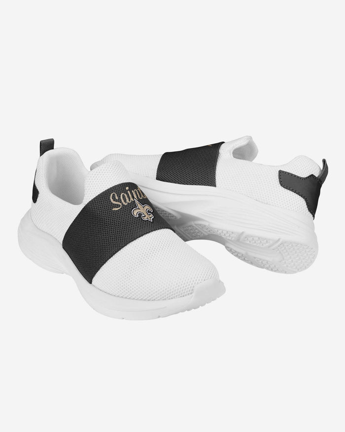 New Orleans Saints Womens Script Wordmark White Slip On Sneakers FOCO - FOCO.com