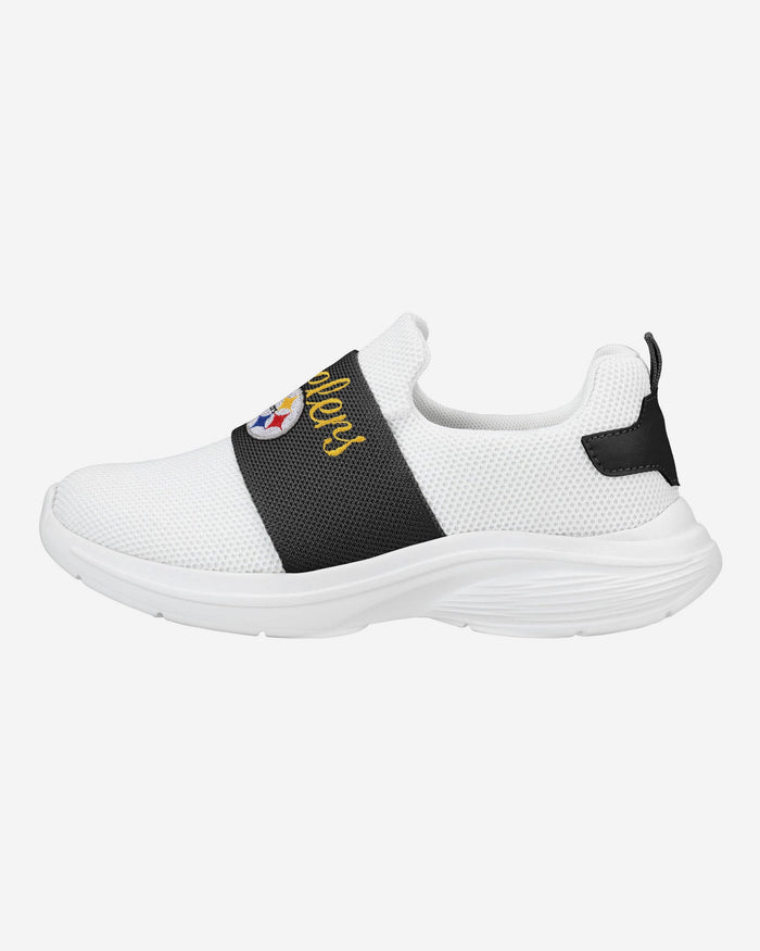 Pittsburgh Steelers Womens Script Wordmark White Slip On Sneakers FOCO 6 - FOCO.com