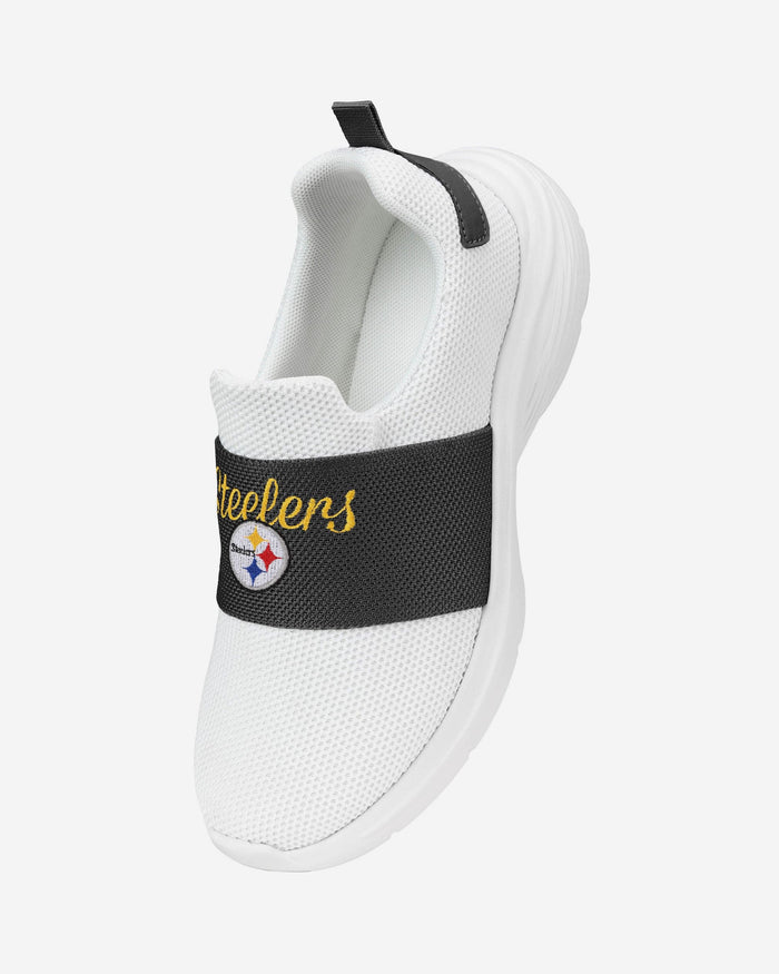 Pittsburgh Steelers Womens Script Wordmark White Slip On Sneakers FOCO - FOCO.com