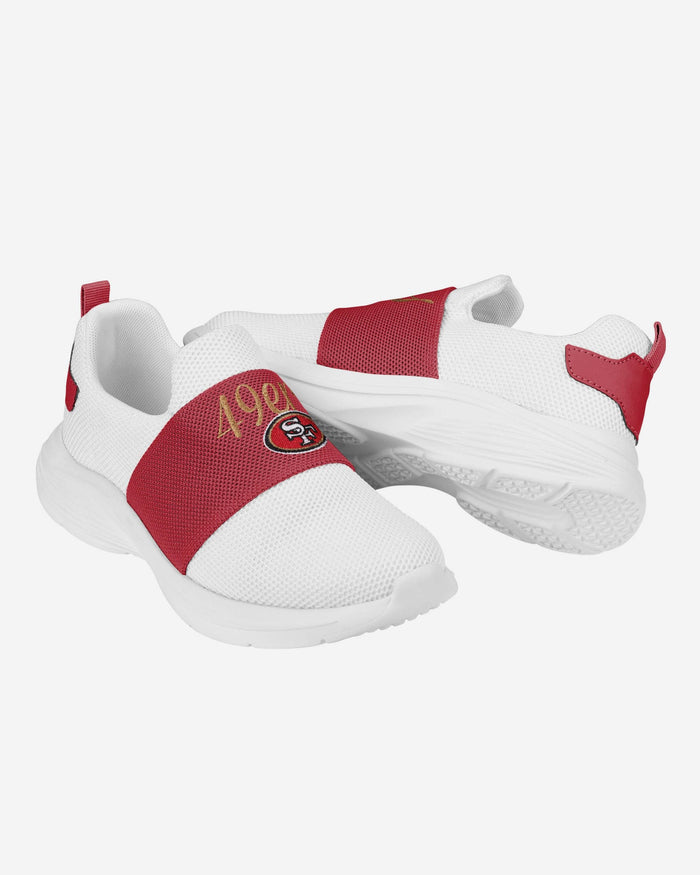 San Francisco 49ers Womens Script Wordmark White Slip On Sneakers FOCO - FOCO.com