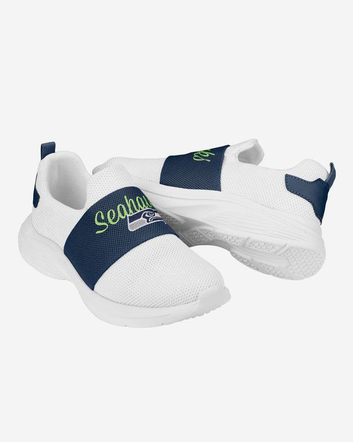 Seattle Seahawks Womens Script Wordmark White Slip On Sneakers FOCO - FOCO.com