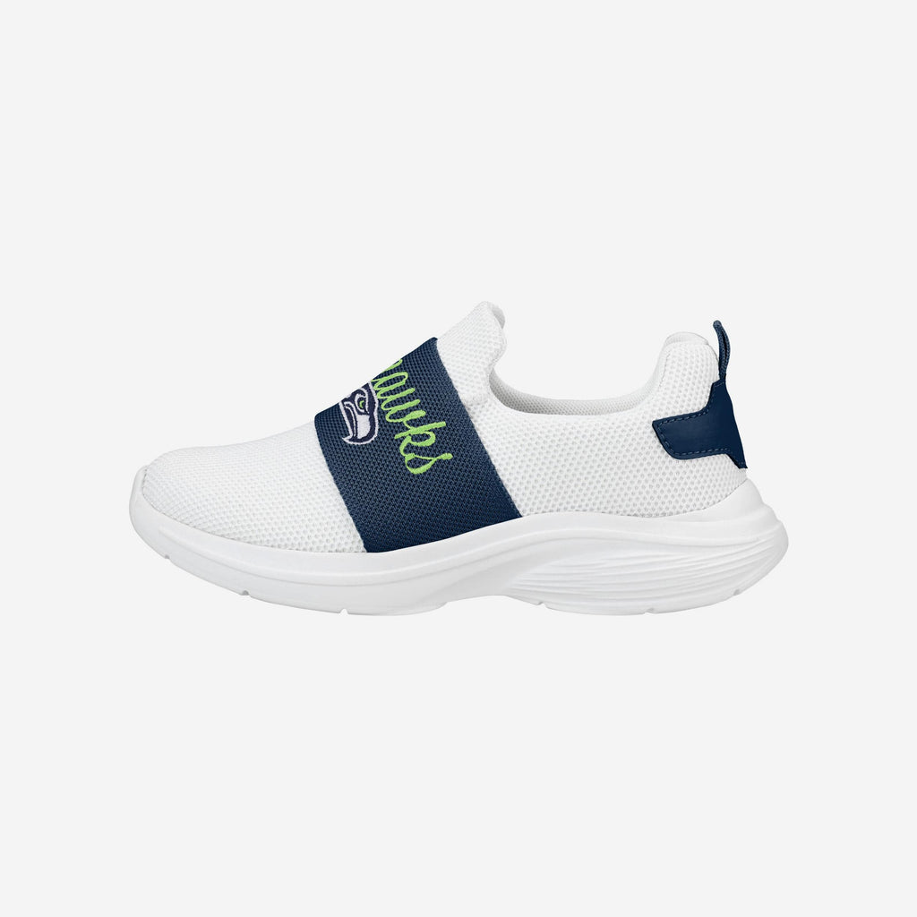 Seattle Seahawks Womens Script Wordmark White Slip On Sneakers FOCO 6 - FOCO.com