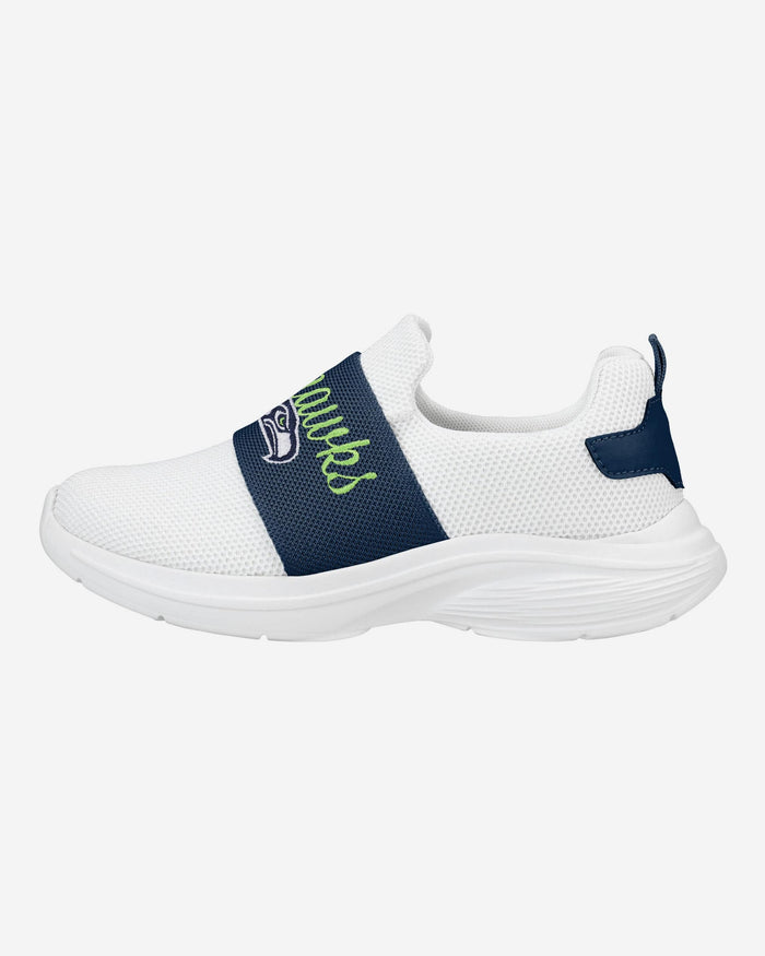 Seattle Seahawks Womens Script Wordmark White Slip On Sneakers FOCO 6 - FOCO.com