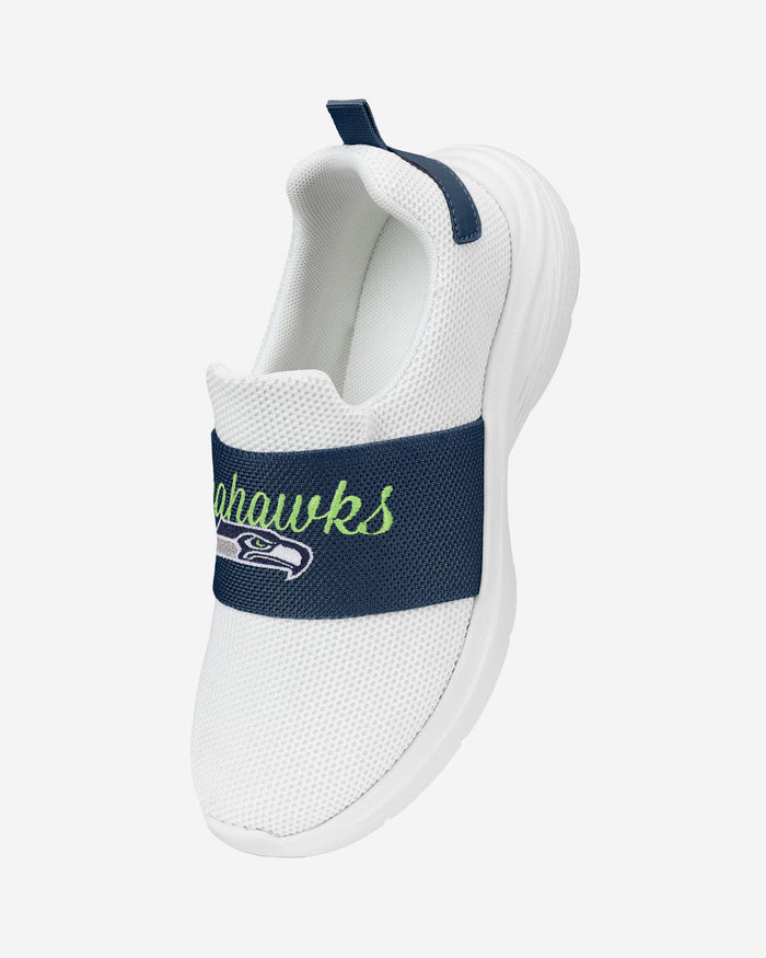 Seattle Seahawks Womens Script Wordmark White Slip On Sneakers FOCO - FOCO.com