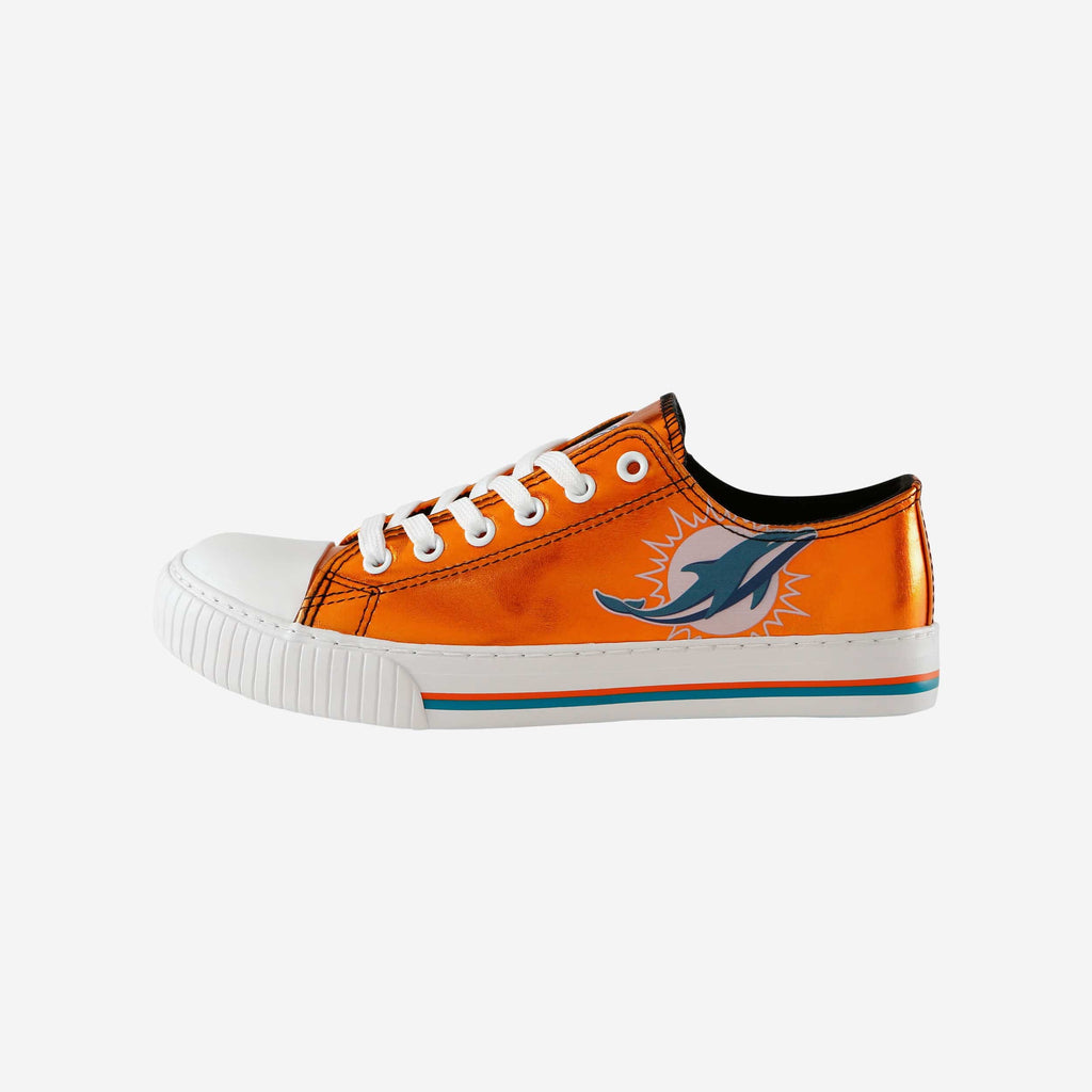 Miami Dolphins Womens Team Color Metallic Low Top Canvas Shoes FOCO 6 - FOCO.com