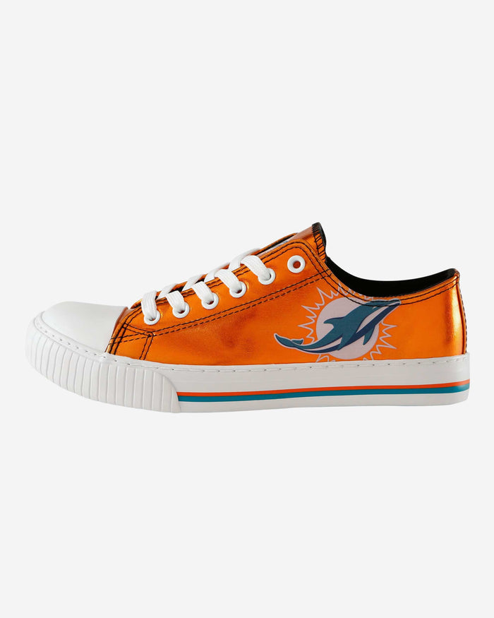 Miami Dolphins Womens Team Color Metallic Low Top Canvas Shoes FOCO 6 - FOCO.com