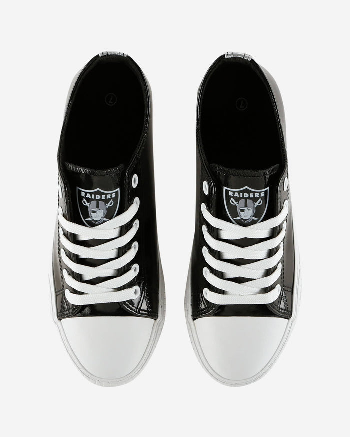 Las Vegas Raiders Womens Team Color Metallic Low Top Canvas Shoes FOCO - FOCO.com