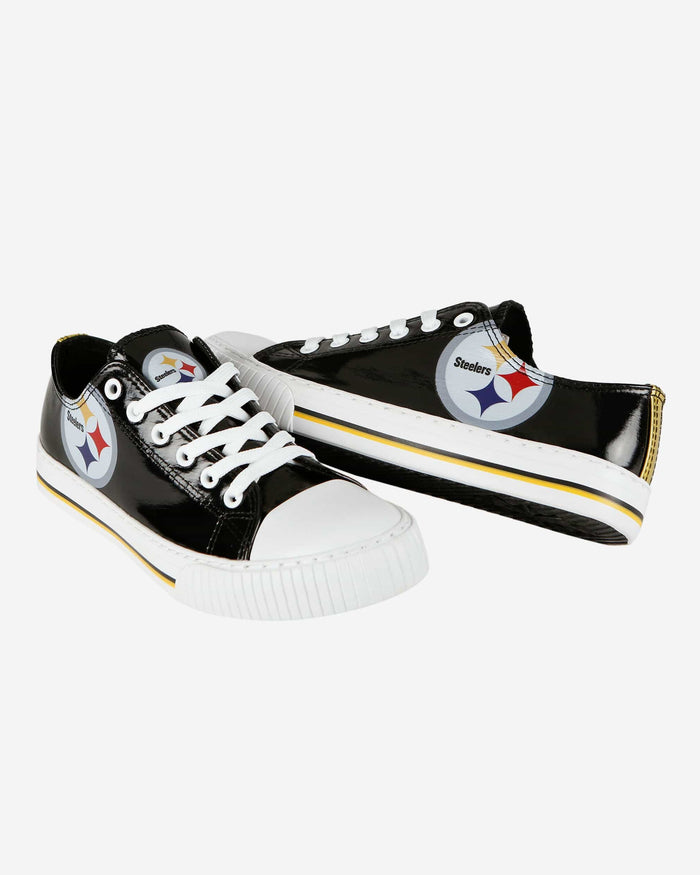 Pittsburgh Steelers Womens Team Color Metallic Low Top Canvas Shoes FOCO - FOCO.com