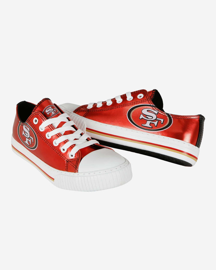 San Francisco 49ers Womens Team Color Metallic Low Top Canvas Shoes FOCO - FOCO.com